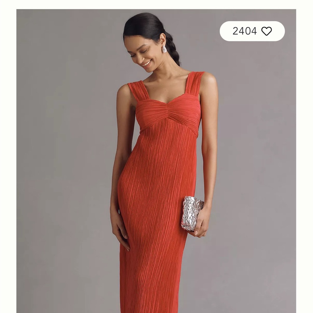 Anthropologie Red Pleated Midi Dress